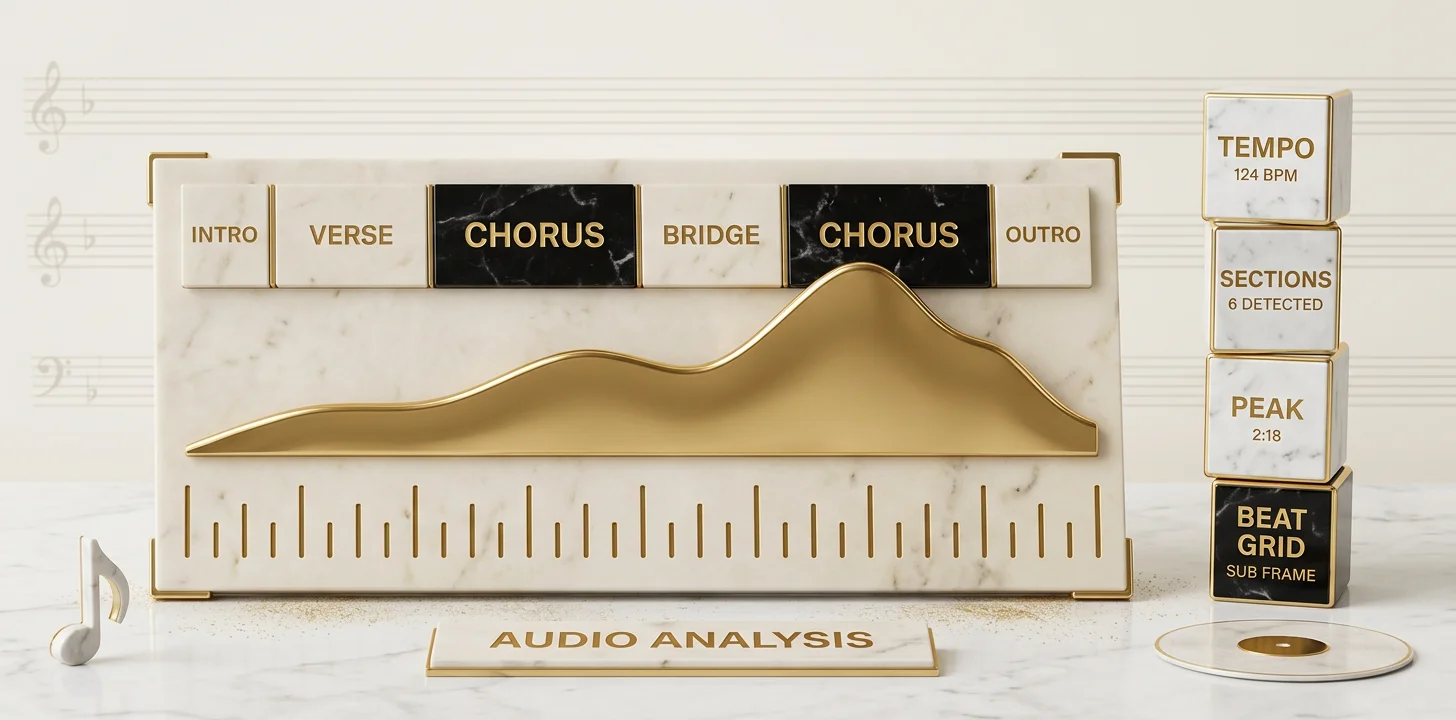 What Echonos Engine reads from your audio: tempo, sections, energy curve, and beat positions