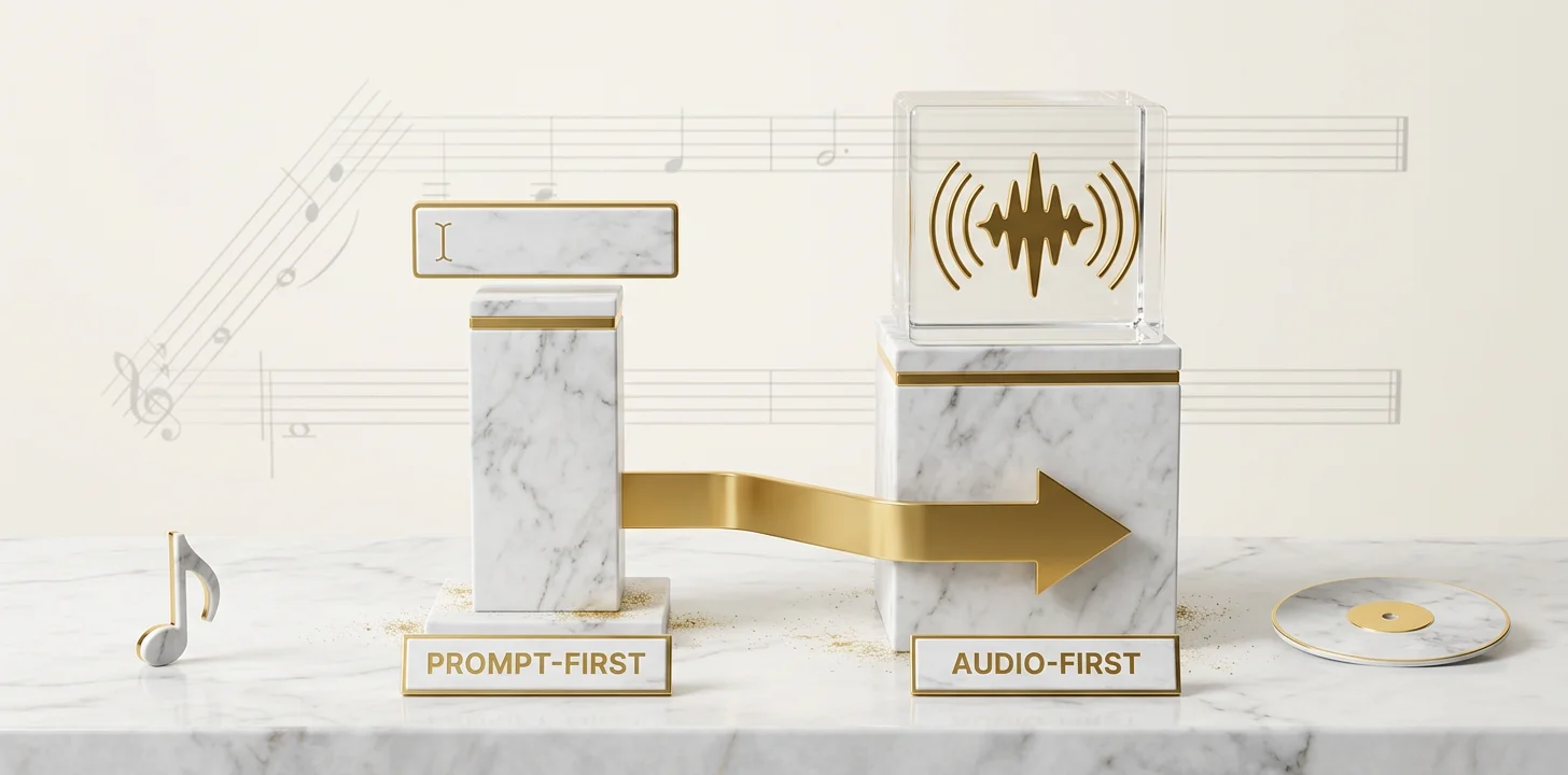 Category shift from prompt-first to audio-first AI music video generators — audio analysis now leads the visual generation