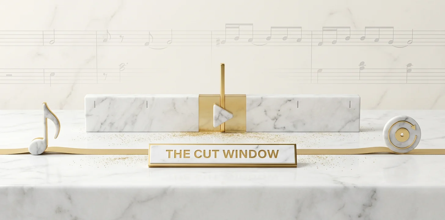 The narrow timing window a video cut needs to land inside to read as on the beat