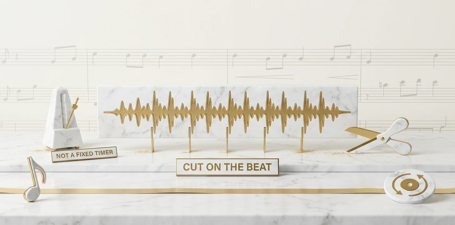 Beat video cuts snapped to detected beat positions instead of a fixed timer