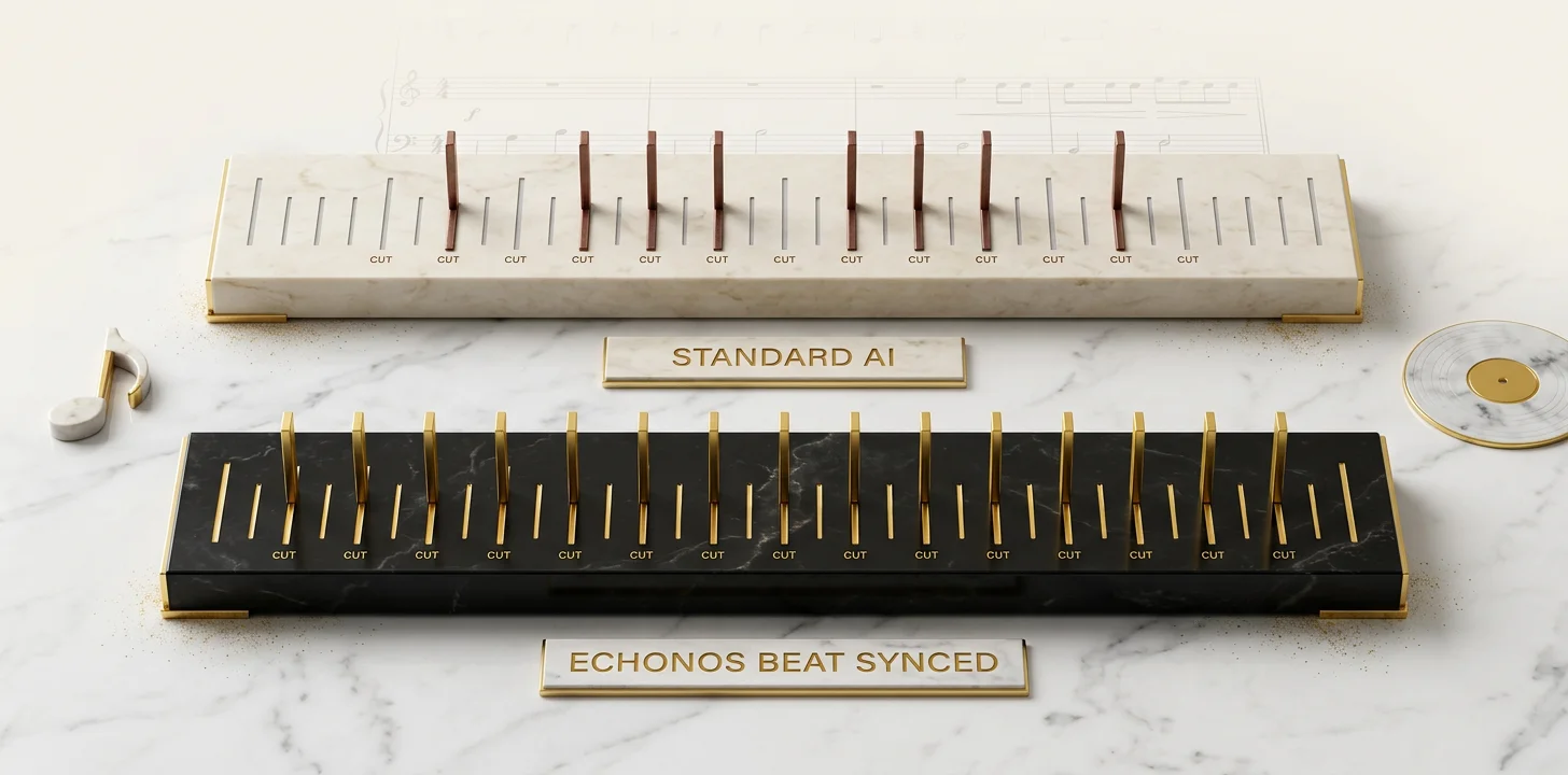 Beat synced cuts vs random AI video cuts on the same song