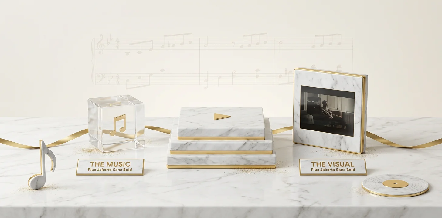The three layers of ai music video commercial use rights shown as a stacked marble diorama