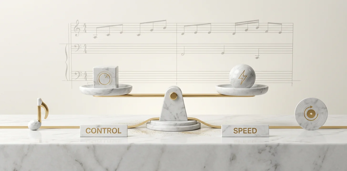Weighing manual creative control against fast generation speed for a music video tool