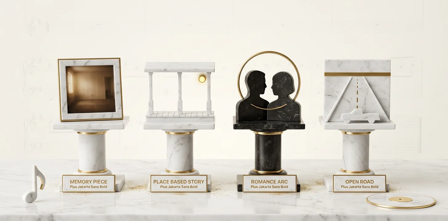 Four narrative patterns for country and Americana music videos: memory piece, place-based story, romance arc, and open road visual