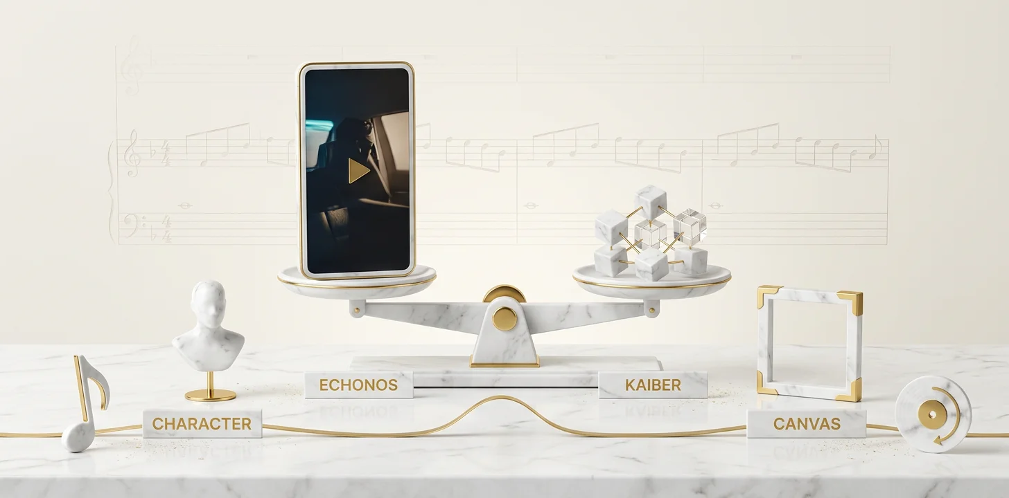 Echonos vs Kaiber feature comparison across format, workflow, beat-sync, consistency, and pricing