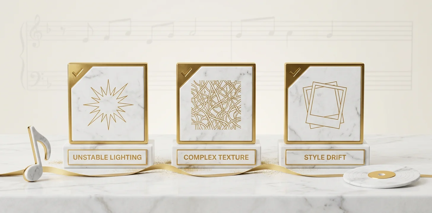 The three main contributing causes of flicker in AI generated video: unstable lighting, complex texture, and style drift