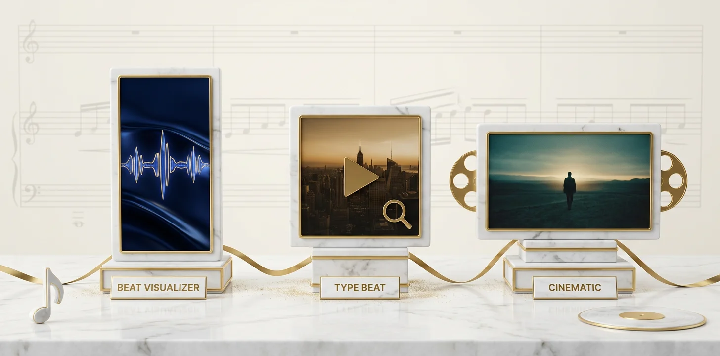 Three formats for instrumental releases: beat visualizer, type beat video, and cinematic instrumental