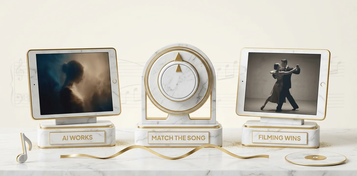 When AI suits a latin music video and when filming wins shown as a marble triad