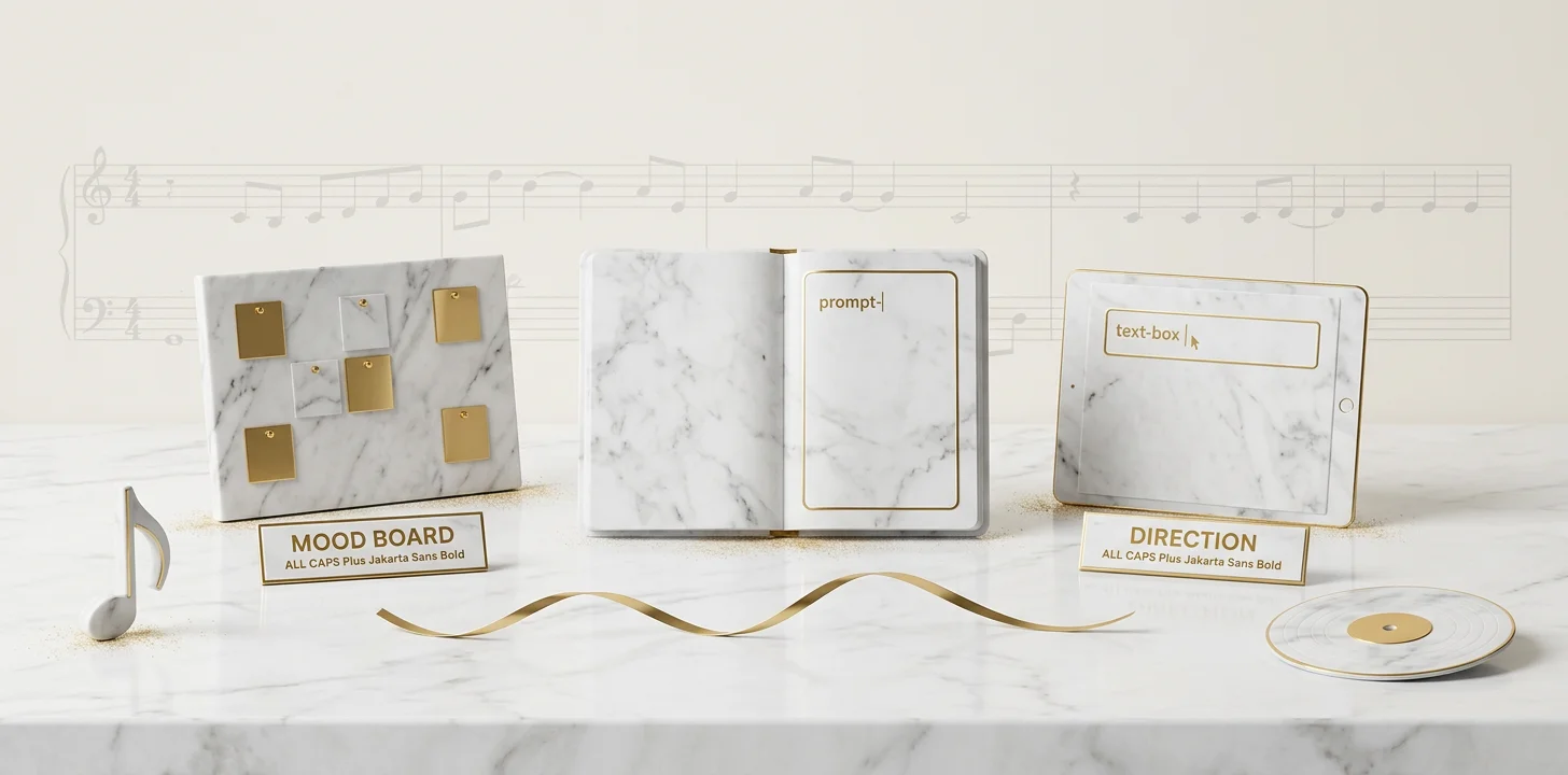 Translating a music video mood board to creative direction shown as a marble two-tier diorama