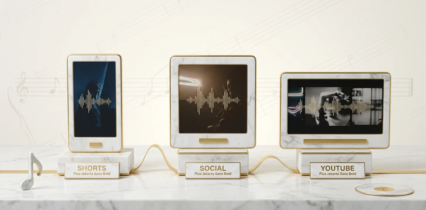 Music video length by platform shown as marble tablets of different proportions