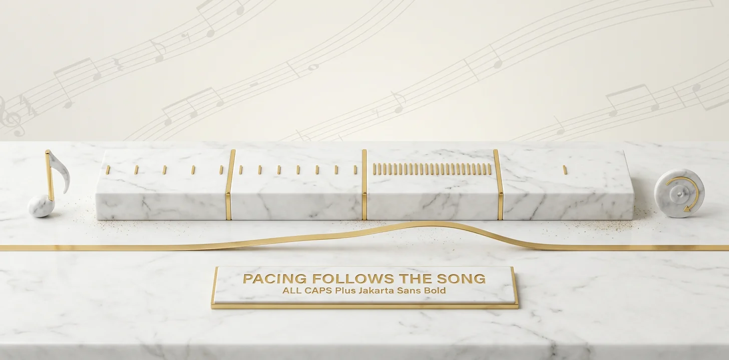 Cut pacing that varies with a song's verse, pre-chorus, chorus, and bridge dynamics