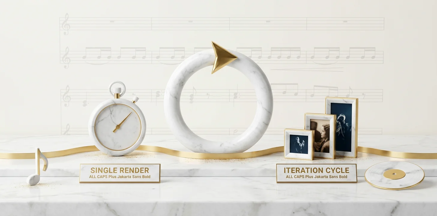 Diagram showing render time versus the full iteration cycle for ai music video generation