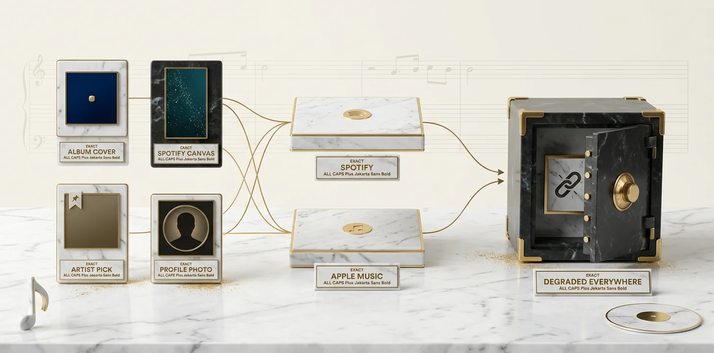 How Spotify and Apple Music pull from the same four assets to fill every algorithmic surface