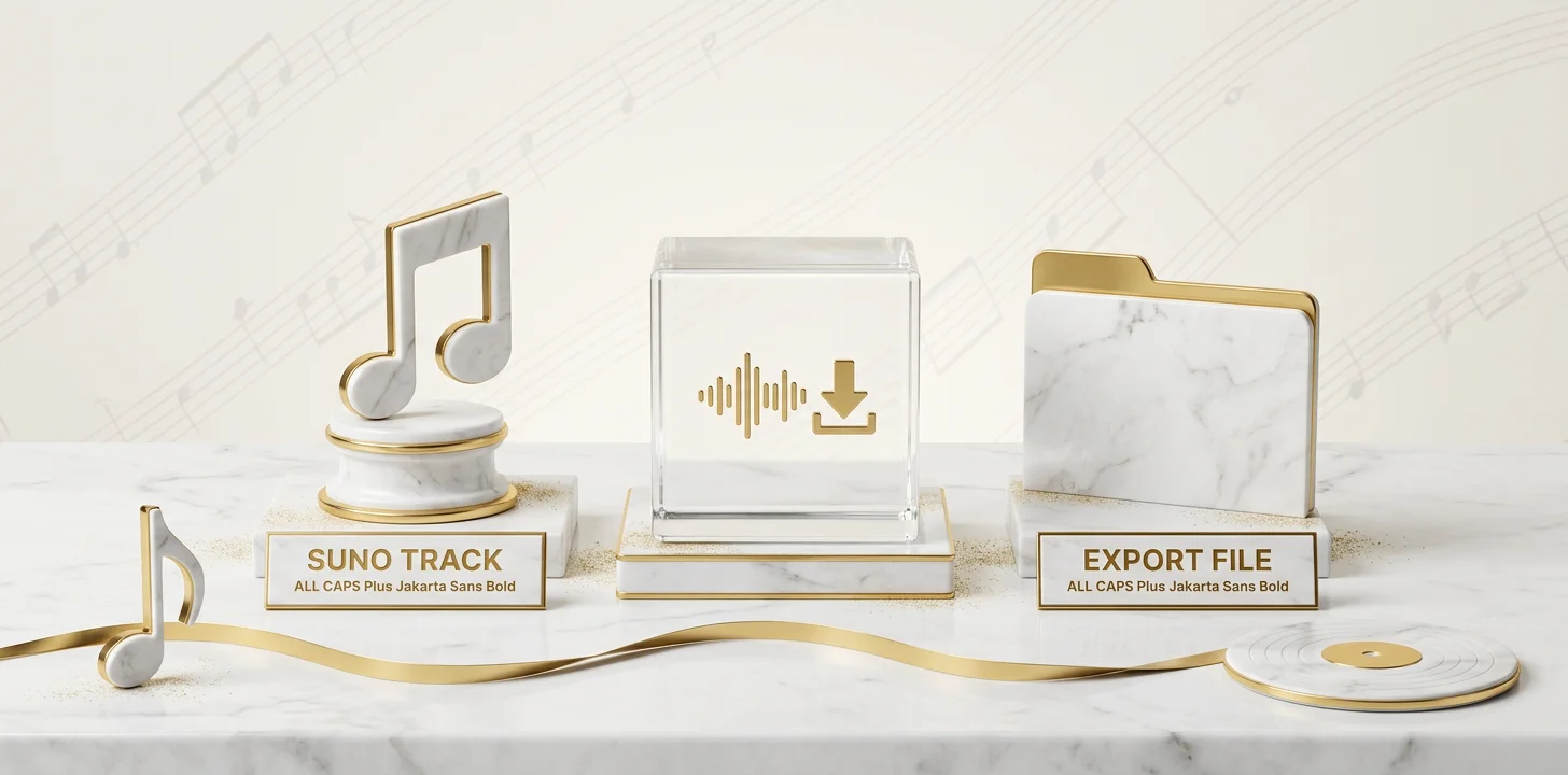 How to export a suno track for an ai music video shown as a marble step diorama