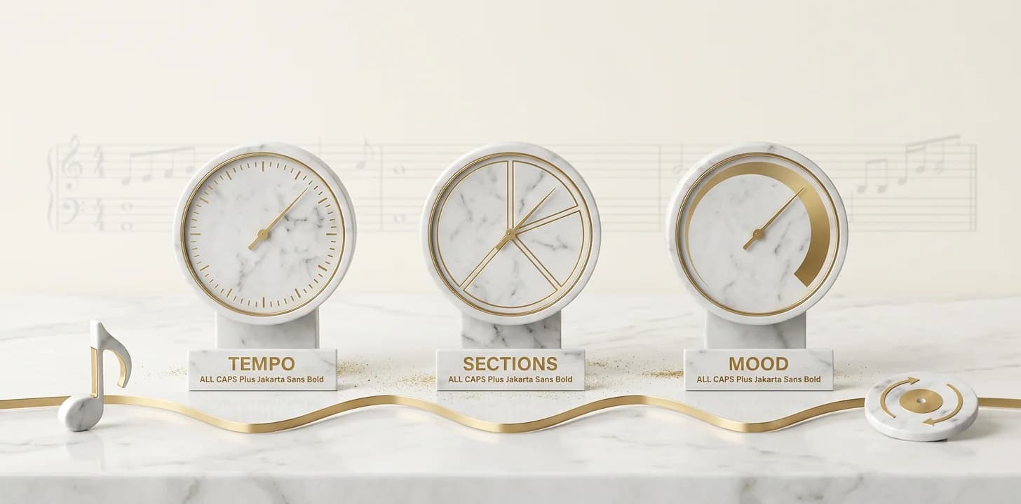 Tempo, structural sections, and mood as the three inputs an audio-first video engine reads