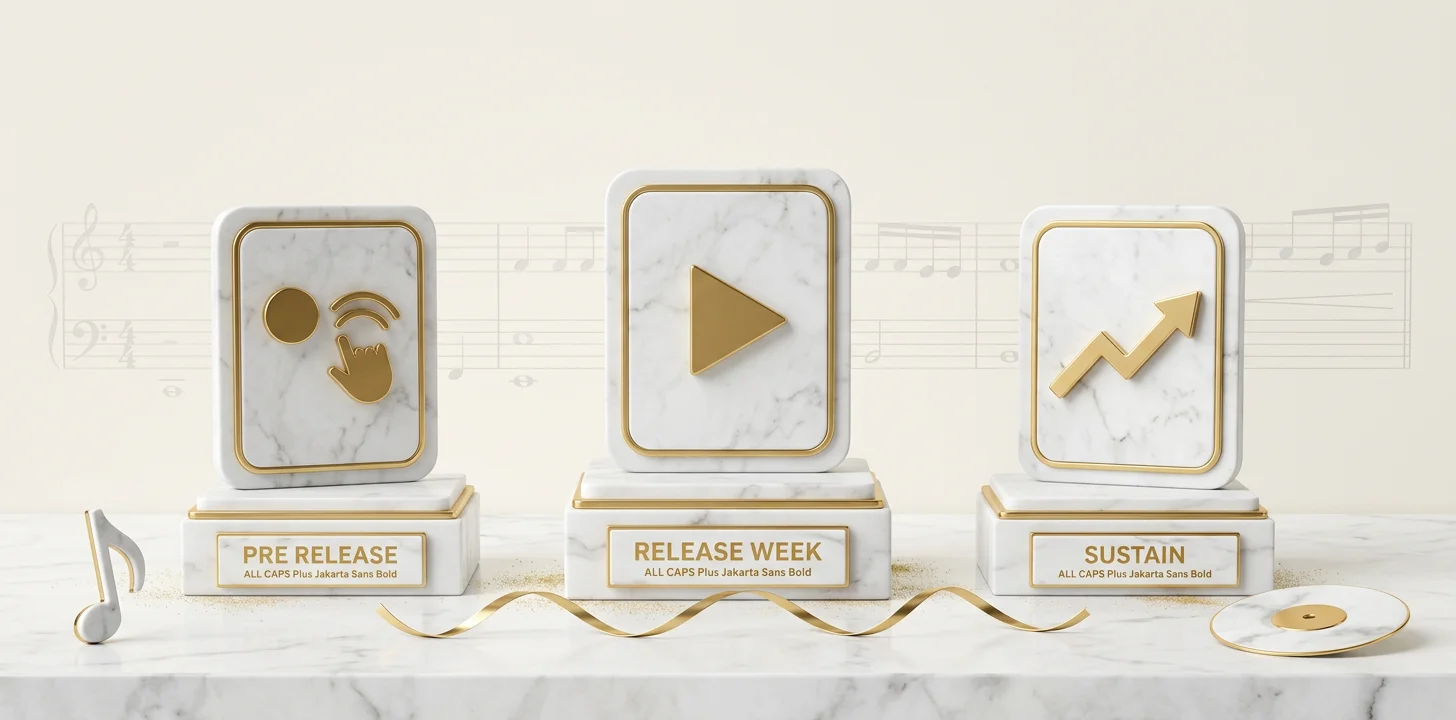 The full tiktok music promotion timeline shown as marble phase stations