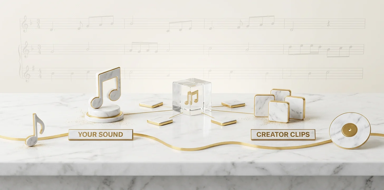 The tiktok sound spread mechanic for promoting a song shown as a hub and spokes marble diorama