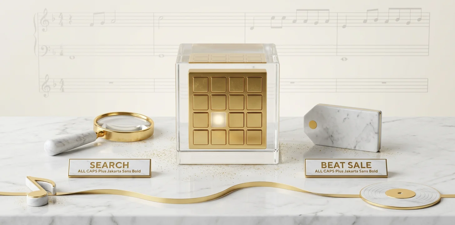 How type beat youtube videos get discovered shown as a marble and gold diorama
