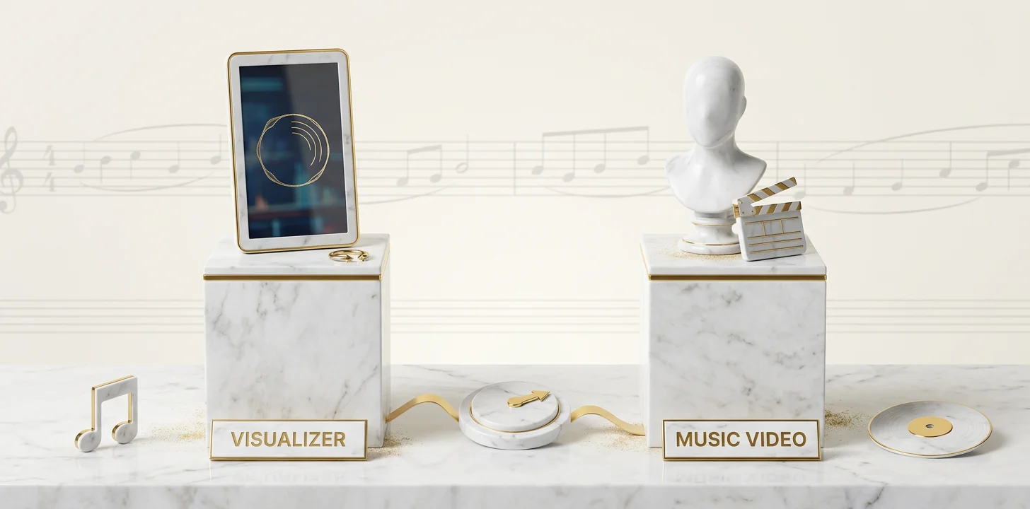 Decision between a music visualizer and a full AI music video generator