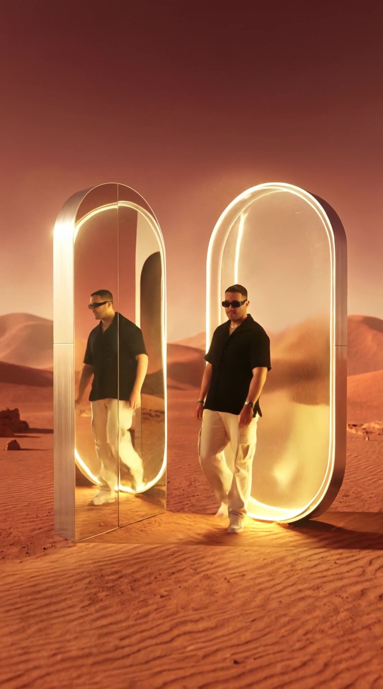 Poster frame: Cinematic Desert Mirror — AI Music Video Example